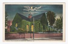 Old St. Pauls Church By Moonlight Norfolk VA White Border Postcard picture