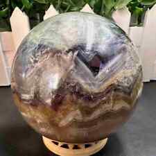 880g Natural golden Fluorite Quartz Sphere Crystal Energy Ball Reiki Healing Gem picture