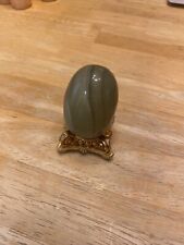 Vintage Marble / Alabaster Egg With Gold Metal Base picture