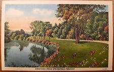 Greetings from Springfield Vermont Vintage Linen View Postcard Unposted  picture