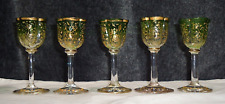 Antique Set 5 Lobmeyr Moser Style Quatrefoil Aperitif Glass Stems Gilded Enamel picture