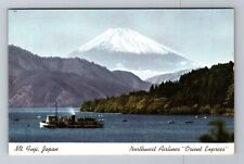 Japan, Mt Fujiyama, Hakone Lake, Antique Airline Travel Advertising Postcard picture