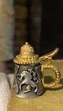 THIMBLE STEIN PEWTER NICHOLAS GISH & SIGNED UNICORNS W/GOLD-PLATED LID LIFTS UP picture