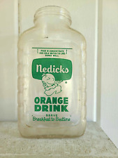 Vintage Nedicks Orange Drink Glass Bottle Anthropomorphic Orange Man Tang Cap picture