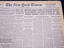 1940 NOV 12 NEW YORK TIMES - BRITISH SHOOT DOWN 13 ITALIAN PLANES - NT 330 picture