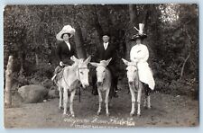Colorado Spring CO Postcard RPPC Photo Cheyenne Burrs Woman Riding Mule c1910's picture