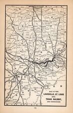 1892 Louisville St. Louis & Texas Railway Map Vintage Railroad Map     1370 picture