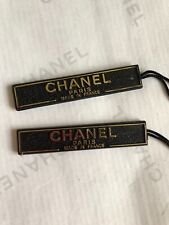 Chanel Paris Made In FRANCE Set of 2 Black Plastic Clothes Tags picture
