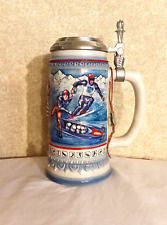Budweiser Gerz Ceramic Pewter Lid 1992 US Winter Olympic Team 1/2L Beer Stein picture