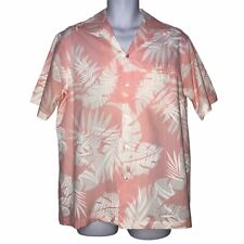 Hilo Hattie Hawaiian Pink Colorful Floral Plumeria Button Front Shirt L picture