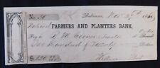 National Farmers And Planters Bank 1865 Check Cut-Cancelled picture