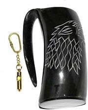 Valhalla s Game of Thrones Stark House Viking Drinking Horn Mug Wolf Carved tank picture