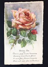 Vtg French Romantic Rose Holiday Greeting Card France Love Romance Unposted picture