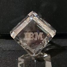 IBM Clear Cube Paperweight Employee Gift Lucite Or Glass Engraved Logo Vintage picture