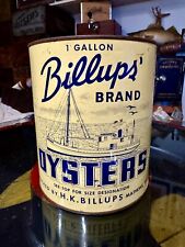 Vintage GALLON H.K. BILLUPS MATHEWS VIRGINIA VA 464 TIN CAN OYSTER picture