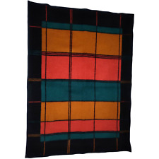 Vtg Biederlack Soft Acrylic Throw Blanket 52x 76 Orange Red Green Brown Squares picture