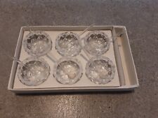 Set Of 6 Vintage Cut Glass Salt Cellars Dishes w/Spoons Original Box Japan picture