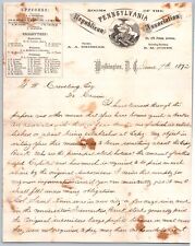 1872 scarce PENNSYLVANIA REPUBLICAN ASSOCIATION WASHINGTON DC 2 page letter picture
