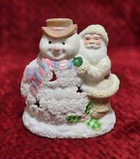 Vintage Porcelain Snowman Tea Candle Holder Santa's Collection Kirkland's New picture