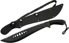 SZCO 21” Cord-Wrapped Handle Black Finished Curved Sawback Machete with Sheath picture