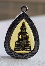 Thai Buddha Amulet encased meditating Buddha pendant metal frame 1
