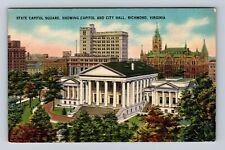 Richmond VA-Virginia, Aerial State Capitol Square, Antique, Vintage Postcard picture