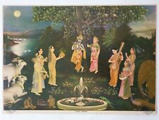 Vintage 30's Print BASANT PANCHAMI FESTIVAL Hiralal Nathdwara 19.50in x 13.50in picture