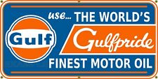 GULF GULFPRIDE MOTOR OIL VINTAGE GAS SERVICE STATION OLD SIGN REMAKE BANNER picture