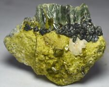 335 CT Ultra Rare Natural Green Vivianite & Vesuvianite Crystals On Matrix @Afg picture