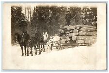 c1910's Horse Sleigh Hauling Lumber Winter Scene RPPC Photo Antique Postcard picture