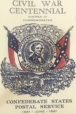 Vintage 1961 Civil War Centennial Series Jefferson Davis Stamped Envelope, Fort2 picture