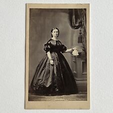 Antique CDV Photograph Lovely Woman Black Dress Handkerchief Mourning Civil War picture