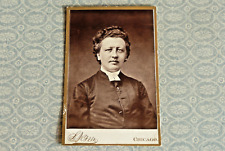 Antique Cabinet Card Photo Man Curly Hair Priest Minister ? Chicago Photographer picture