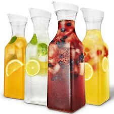 Stock Your Home 50 oz Square Carafes Plastic Juice Carafe with Lids (Set of 4) picture