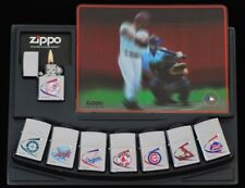 Vintage Zippo 2000-2001 MLB Set of 8 Zippo Oil Lighter w/ Display Board Unfired picture