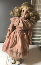 Vintage 15” in Blonde Porcelain Doll With Stand See Description picture