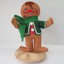 Annalee Smiling Gingerbread Man Figure Pom Poms Green Jacket & Scarf 9