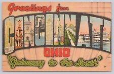 Cincinnati Ohio, Large Letter Greetings, Gateway to the South, Vintage Postcard picture