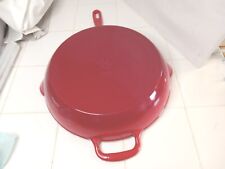 New Large Deep 13 Inch Cast Iron Fry Pan Skillet Red Enanmel  Makers Mark picture
