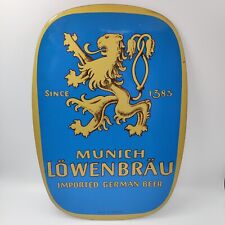 Vintage Lowenbrau Advertisement Sign Munich German Beer Man Cave Bar Display picture