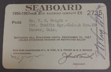 SEABOARD Railroad Railway Ticket / Pass  1956 picture