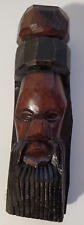 Vintage Jamaican Wood Hand Carved Caribbean 8 inch Statue Bust Tiki picture