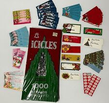 Vintage Christmas Tinsel Icicles & 50 Unused Gift Tags MCM Retro ephemera Crafts picture