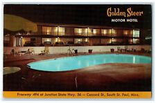c1950's Golden Steer Motor Hotel Swimming Pool South St. Paul Minnesota Postcard picture
