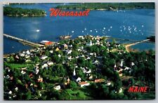 Wiscasset Maine Aerial View Sheepscot River Vintage Postcard picture