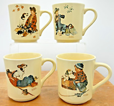 (4) Mugs Norman Rockwell Art 1984 A Boy & His Dog Series Vintage picture