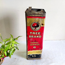 1940s Vintage Tree Graphics Tree Brand Copal Varnish Advertising Tin Can T206 picture