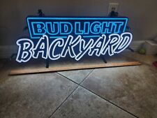 Bud Light Backyard Cooler Wide Iconic Neon Beer Bar Sign In Box  Budweiser picture