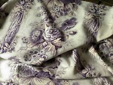 Antique French Fabric RARE Purple Floral Pearls Design Block Printed  Picotage picture
