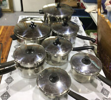 Sears Heat Core Stainless Pots Pans Lid 16 Pc Set Saucepan Dbl Boiler Dutch Oven picture